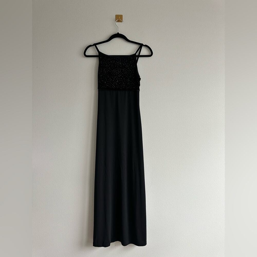 Vintage 90s Long Black Formal Spaghetti Strap MaxiDress Size Small
